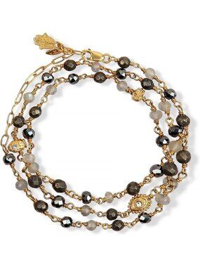 20" Pyrite & Labradorite Evil Eye Bracelet - Boho Chic Protection Jewelry